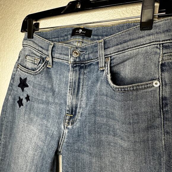 7 For All Mankind The Skinny Ankle Women's Jeans Sz 28 Embroidered Stars - Picture 4 of 15